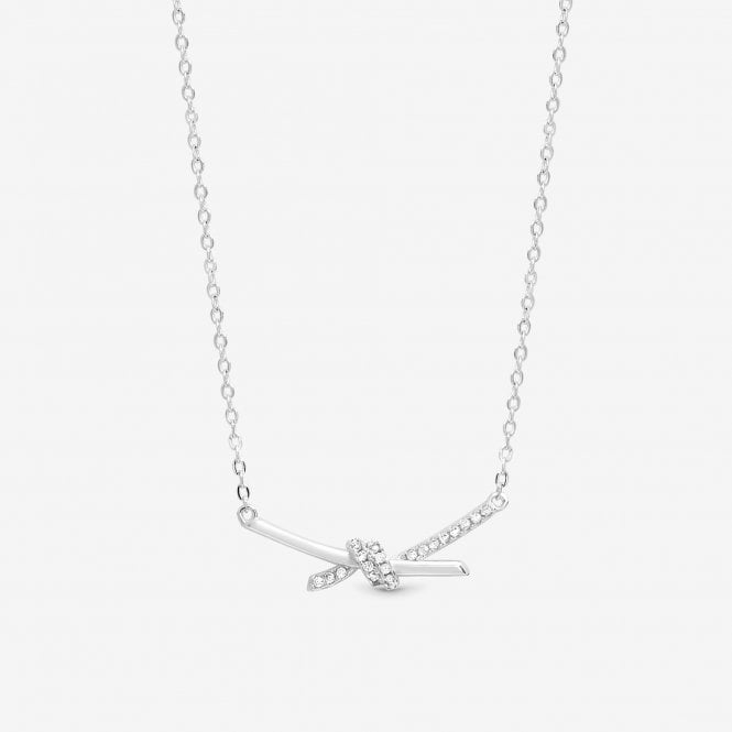 jon richard Simply Silver Sterling Silver 925 Polished and Pave Love Knot Necklace
