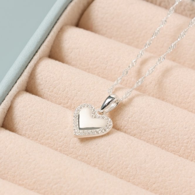 Jon Richard Simply Silver Sterling Silver 925 Polished And Pave Heart Pendant