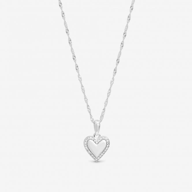 jon richard Simply Silver Sterling Silver 925 Polished and Pave Heart Pendant
