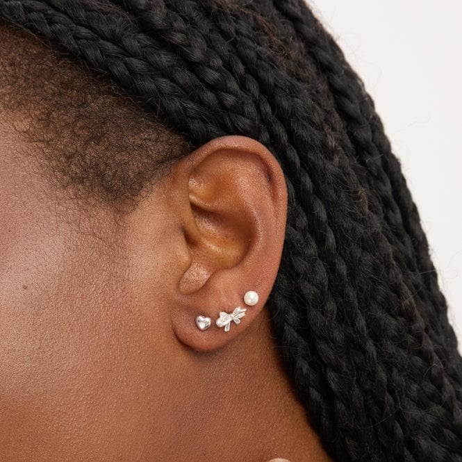 Jon Richard Simply Silver Sterling Silver 925 Polished And Pearl Bow Earrings - Pack Of 3