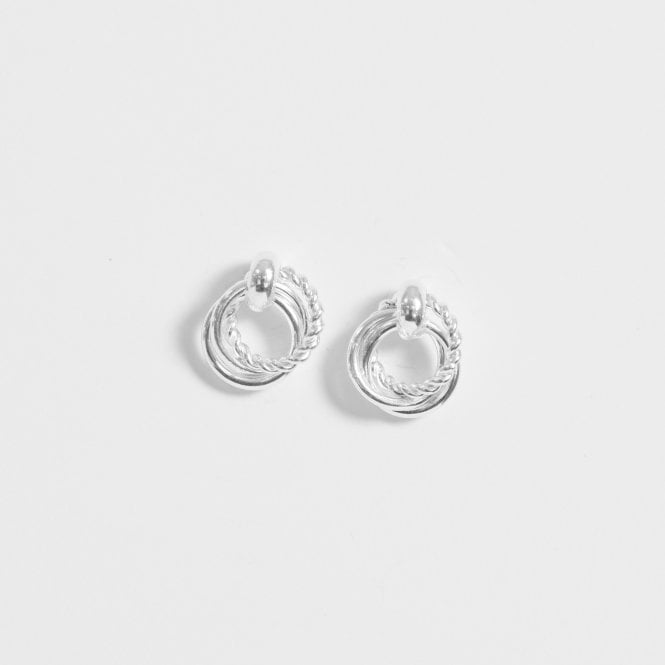 Jon Richard Simply Silver Sterling Silver 925 Polished And Textured Interlocking Circle Stud Earrings