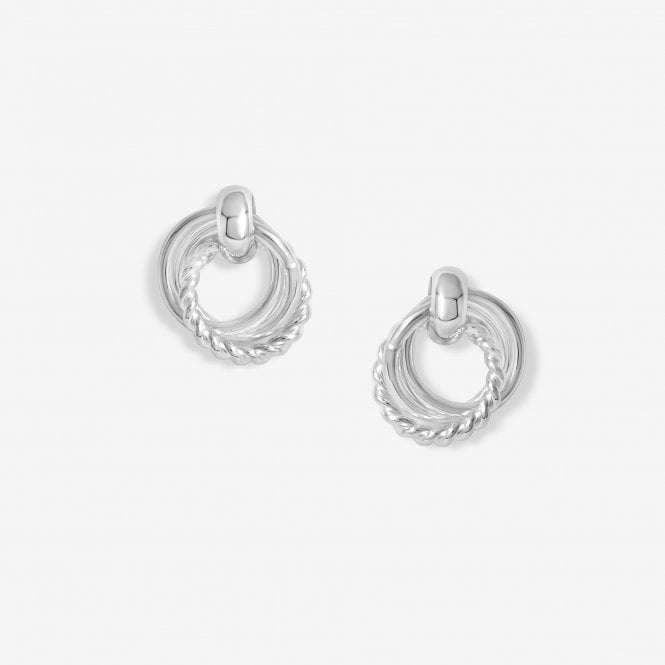 jon richard Simply Silver Sterling Silver 925 Polished And Textured Interlocking Circle Stud Earrings