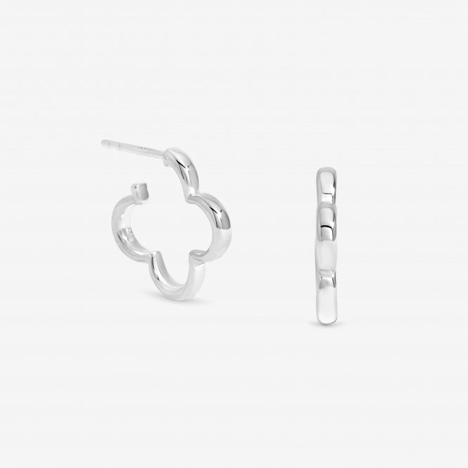 jon richard Simply Silver Sterling Silver 925 Polished Clover Hoop Earrings
