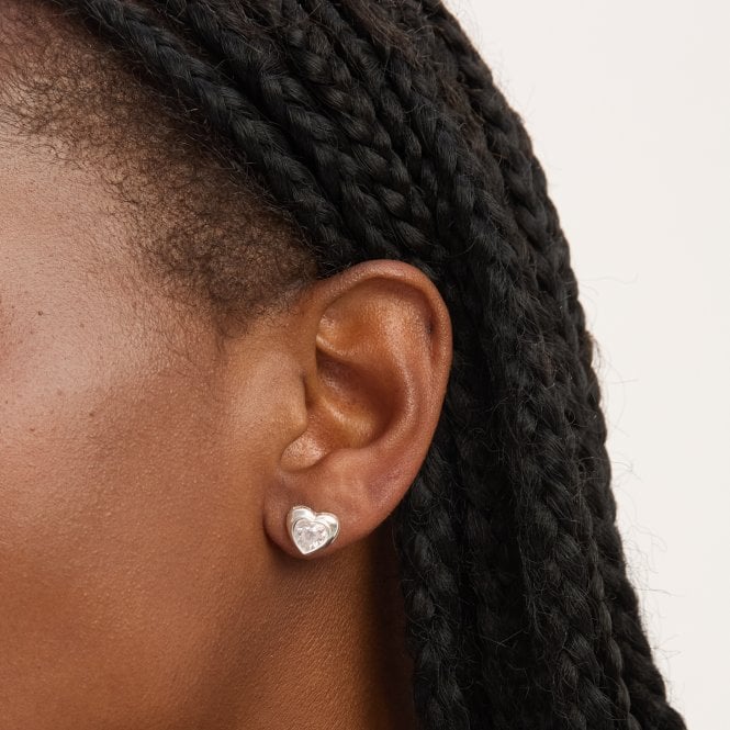 Jon Richard Simply Silver Sterling Silver 925 Polished Cubic Zirconia Centre Heart Stud Earrings