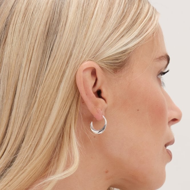 Jon Richard Simply Silver Sterling Silver 925 Polished Curved Hoop Earrings