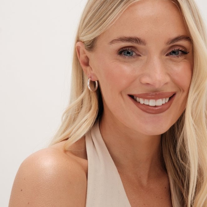 Jon Richard Simply Silver Sterling Silver 925 Polished Diamond Cut Mini Hoop Earrings