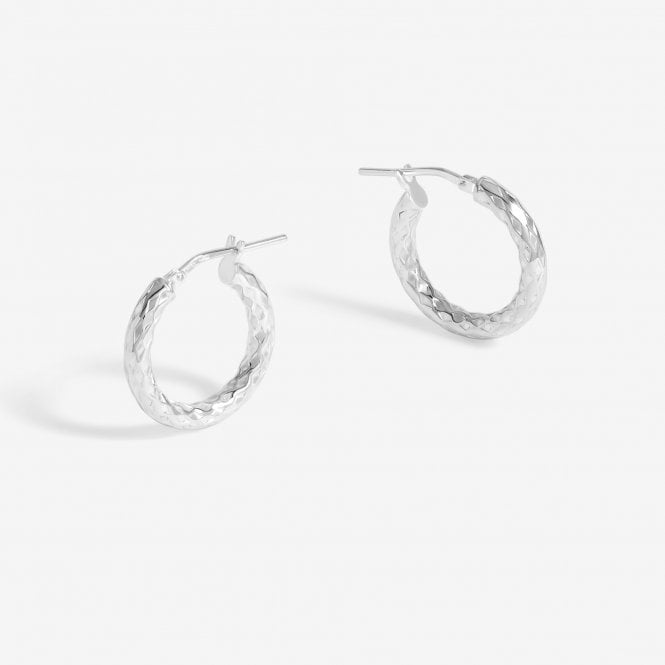 jon richard Simply Silver Sterling Silver 925 Polished Diamond Cut Mini Hoop Earrings