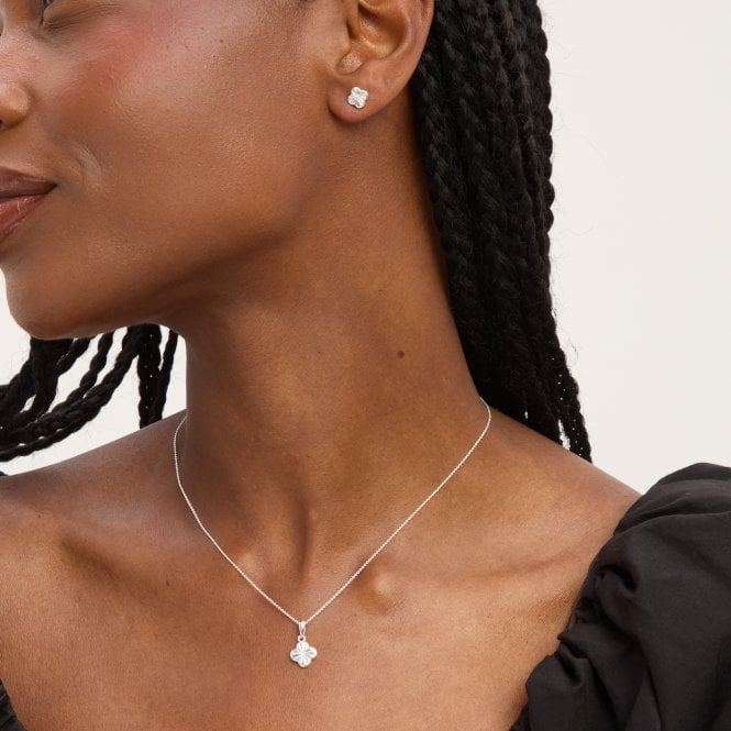 Jon Richard Simply Silver Sterling Silver 925 Polished Diamond Cut Clover Set - Gift Box