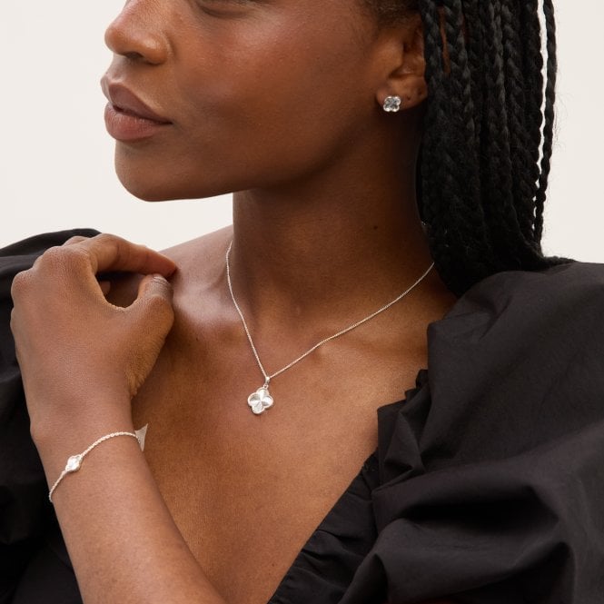 Jon Richard Simply Silver Sterling Silver 925 Polished Diamond Cut Clover Bracelet