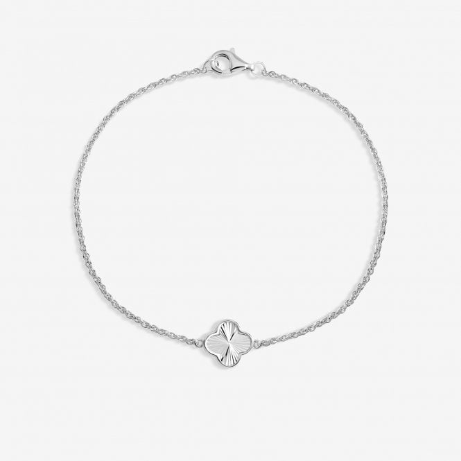 jon richard Simply Silver Sterling Silver 925 Polished Diamond Cut Clover Bracelet