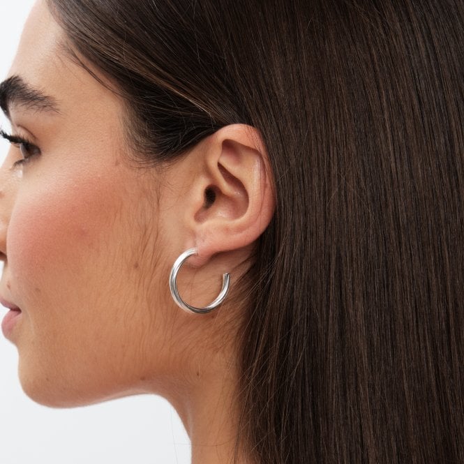 Jon Richard Simply Silver Sterling Silver 925 Polished Diamond Cut Hoop Earrings