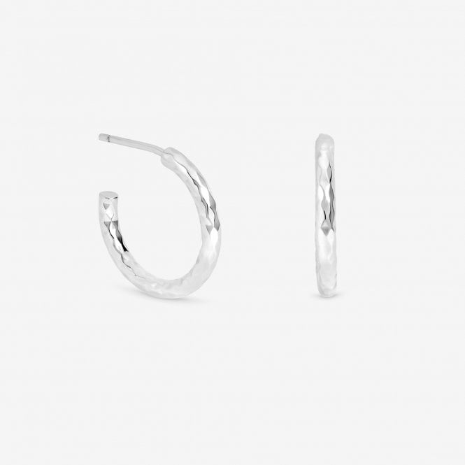 jon richard Simply Silver Sterling Silver 925 Polished Diamond Cut Hoop Earrings