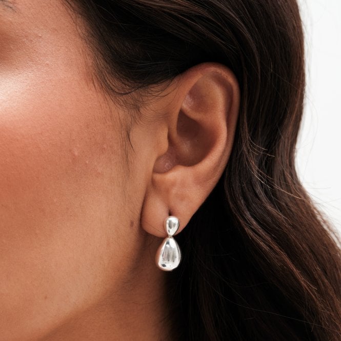 jon richard Simply Silver Sterling Silver 925 Polished Double Drop Earrings