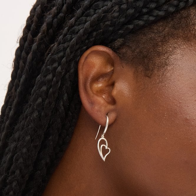 Jon Richard Simply Silver Sterling Silver 925 Polished Fishhook Heart Drop Earrings