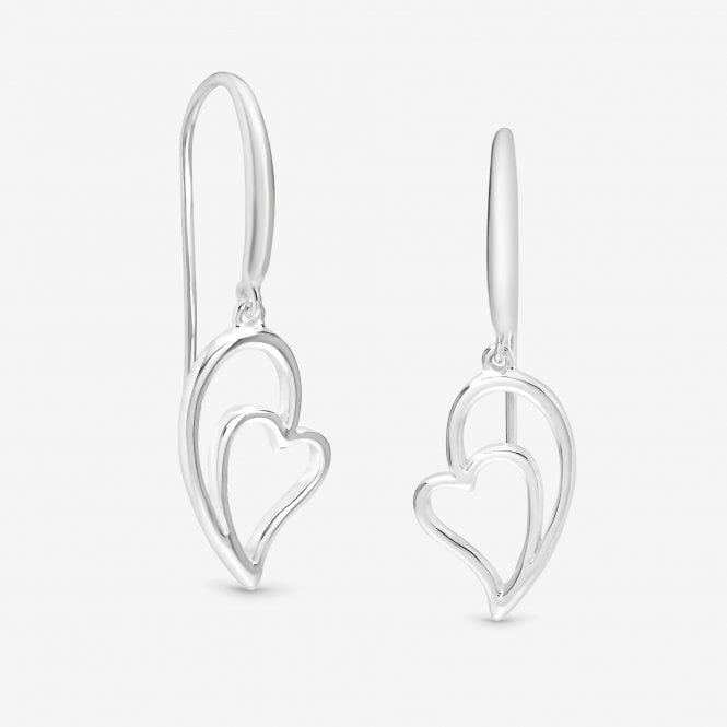 jon richard Simply Silver Sterling Silver 925 Polished Fishhook Heart Drop Earrings