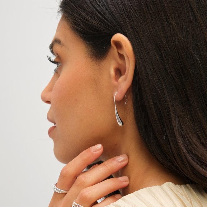 Jon Richard Simply Silver Sterling Silver 925 Polished Fluid Fishook Drop Earrings