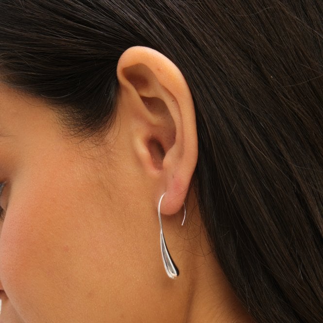 Jon Richard Simply Silver Sterling Silver 925 Polished Fluid Fishook Drop Earrings