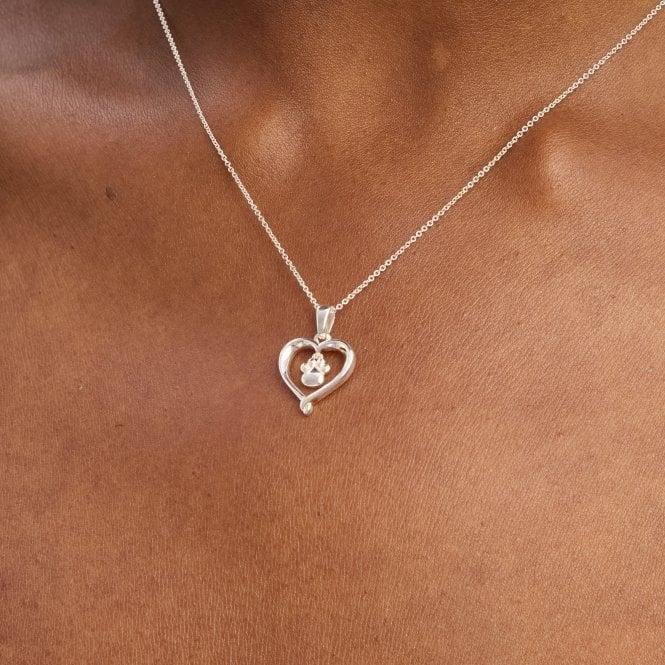 Jon Richard Simply Silver Sterling Silver 925 Polished Heart And Pawprint Pendant