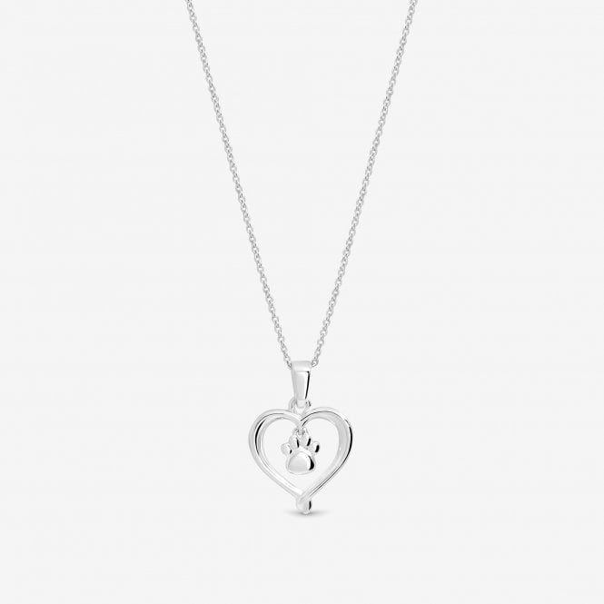 jon richard Simply Silver Sterling Silver 925 Polished Heart and Pawprint Pendant