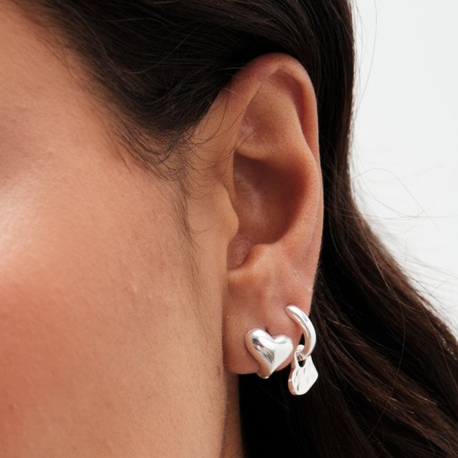 Jon Richard Simply Silver Sterling Silver 925 Polished Heart Huggie Hoop Earrings