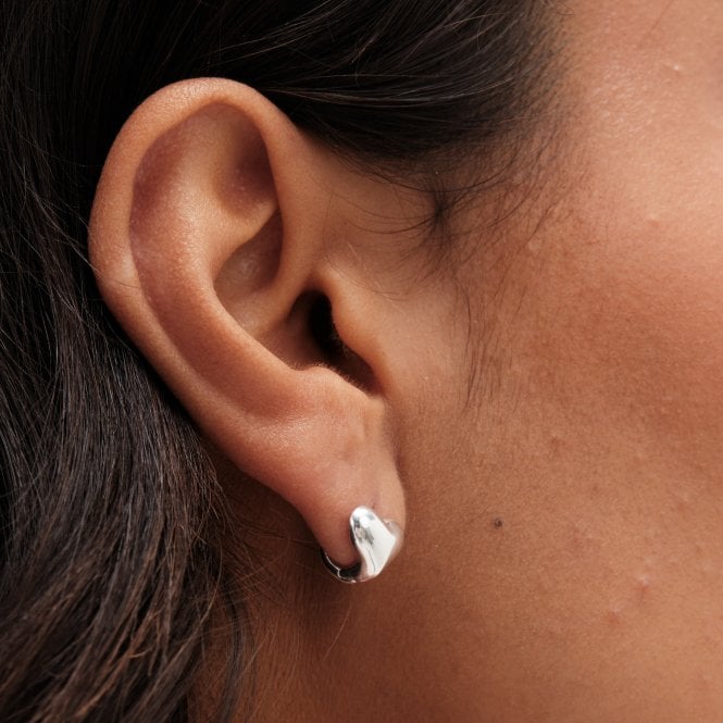 Jon Richard Simply Silver Sterling Silver 925 Polished Heart Huggie Hoop Earrings