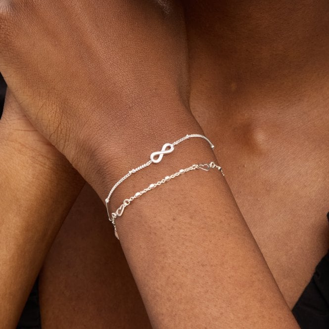 Jon Richard Simply Silver Sterling Silver 925 Polished Infinity Station Chain Bracelet