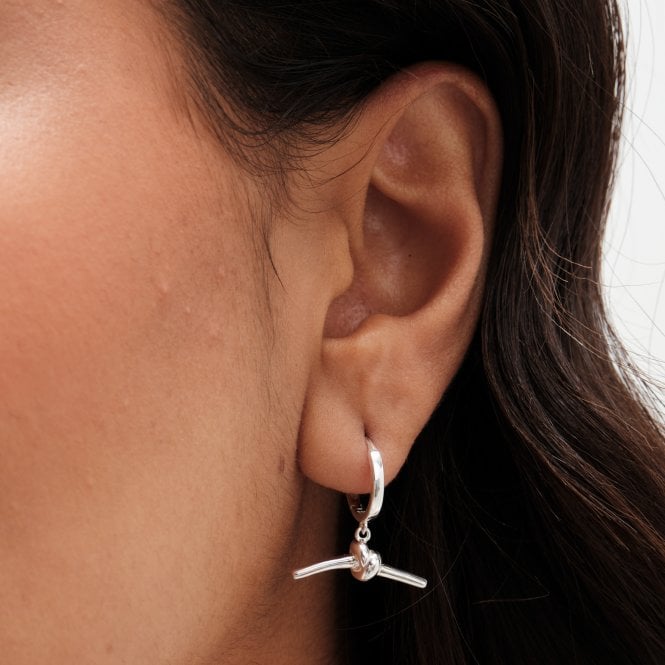 Jon Richard Simply Silver Sterling Silver 925 Polished Knotted T Bar Hoop Earrings