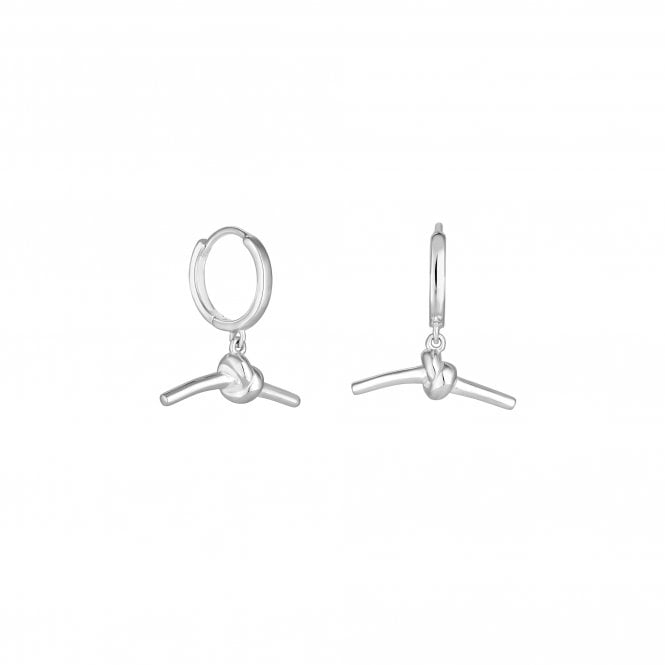 jon richard Simply Silver Sterling Silver 925 Polished Knotted T Bar Hoop Earrings