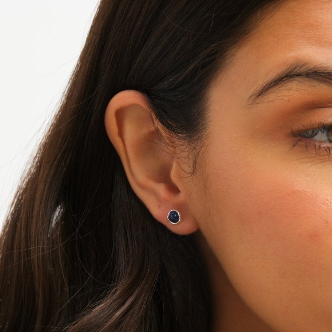 Jon Richard Simply Silver Sterling Silver 925 Polished Lapis Stud Earrings