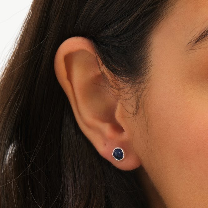 Jon Richard Simply Silver Sterling Silver 925 Polished Lapis Stud Earrings