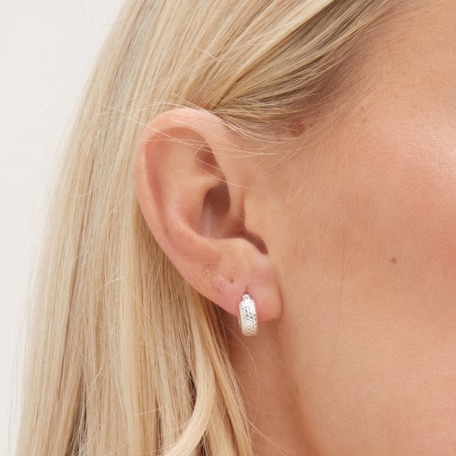 Jon Richard Simply Silver Sterling Silver 925 Polished Mini Textured Huggie Hoop Earrings