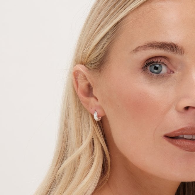 Jon Richard Simply Silver Sterling Silver 925 Polished Mini Textured Huggie Hoop Earrings