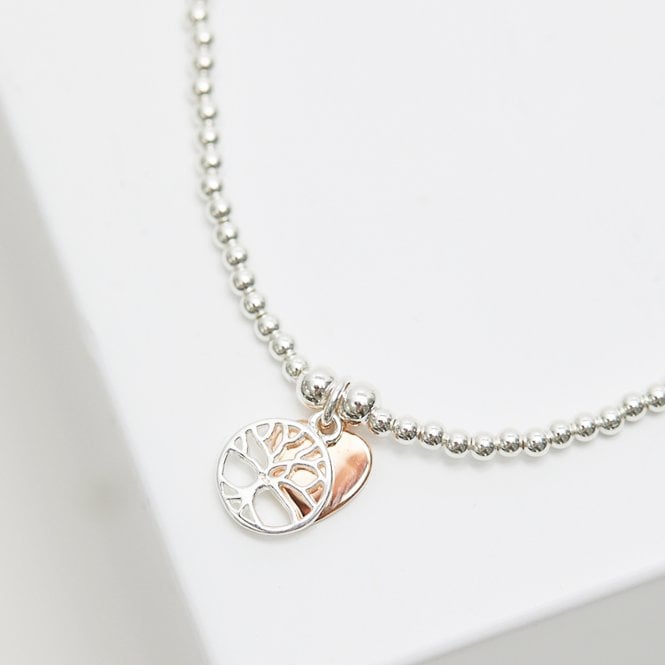 Jon Richard Simply Silver Sterling Silver 925 Polished Mini Tree Of Love & Heart Stretch Bracelet