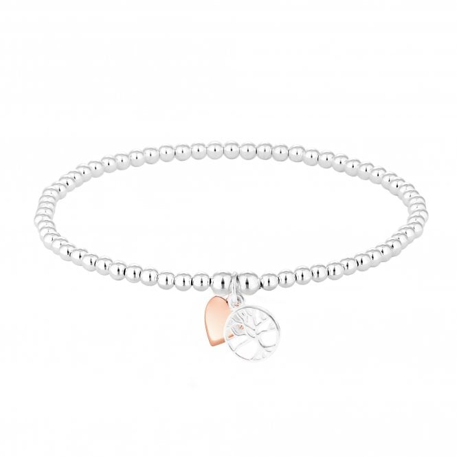 jon richard Simply Silver Sterling Silver 925 Polished Mini Tree of Love & Heart Stretch Bracelet