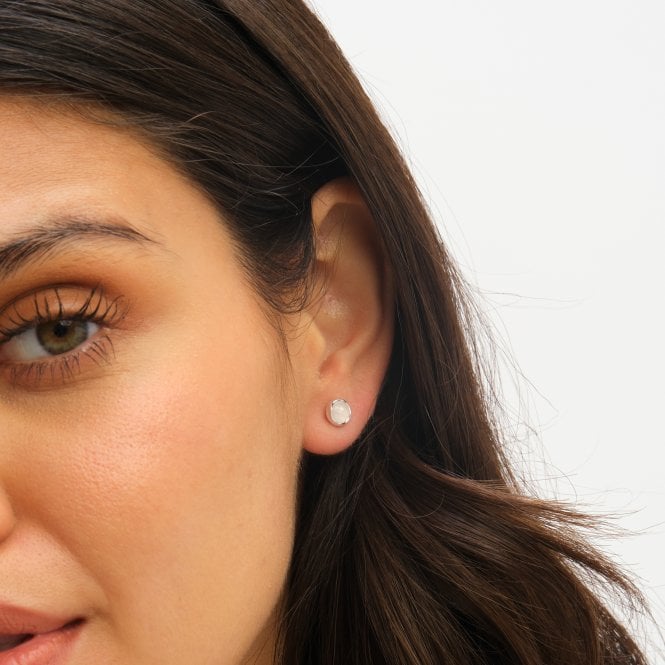 Jon Richard Simply Silver Sterling Silver 925 Polished Opal Stud Earrings