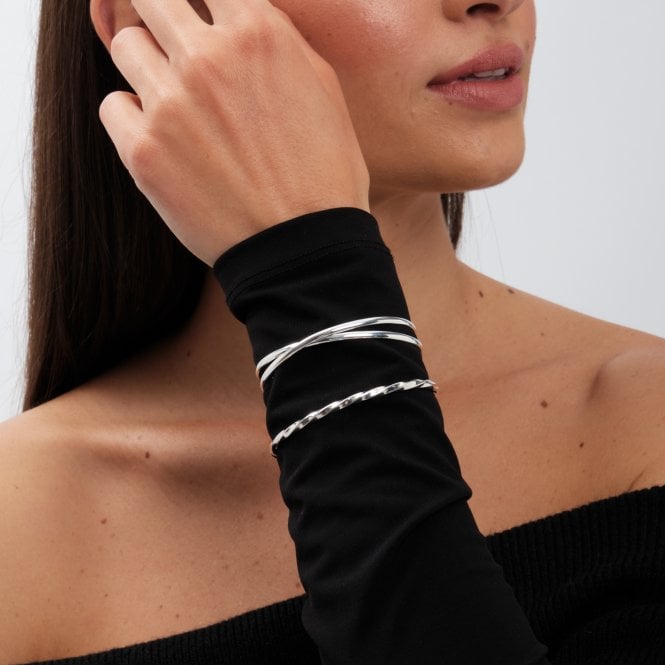 Jon Richard Simply Silver Sterling Silver 925 Polished Open Crossover Cuff