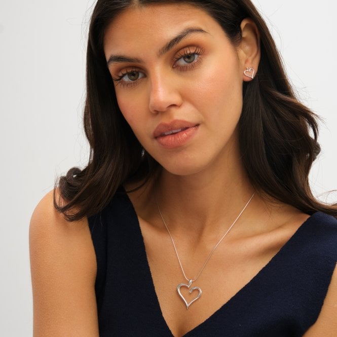 Jon Richard Simply Silver Sterling Silver 925 Polished Open Heart Stud Earrings