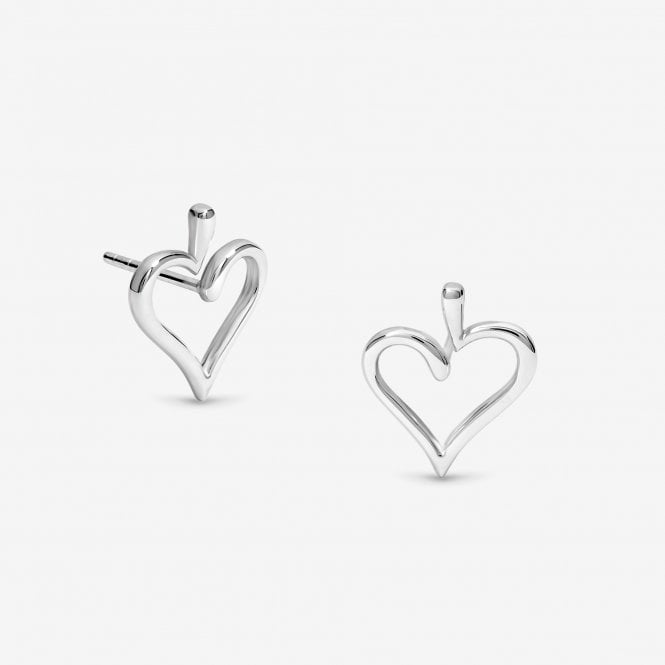 jon richard Simply Silver Sterling Silver 925 Polished Open Heart Stud Earrings