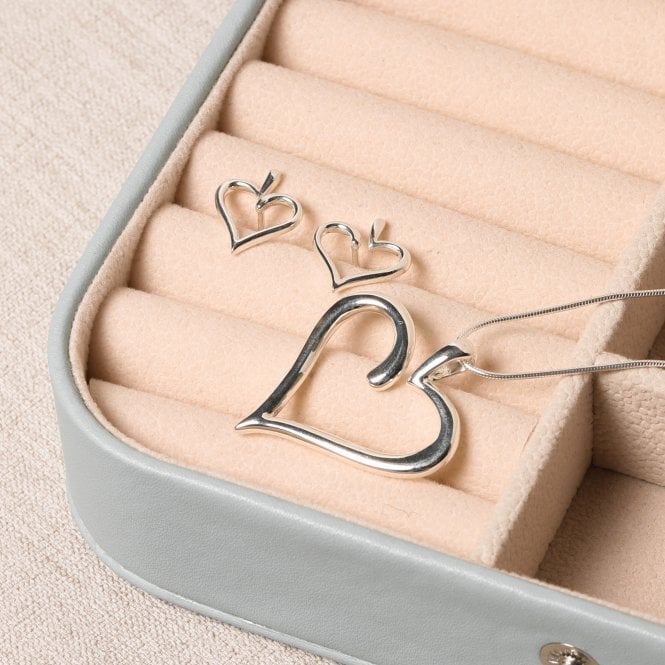 Jon Richard Simply Silver Sterling Silver 925 Polished Open Heart Pendant - Gift Pouch