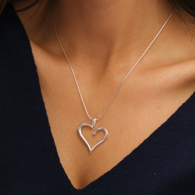 Jon Richard Simply Silver Sterling Silver 925 Polished Open Heart Pendant - Gift Pouch