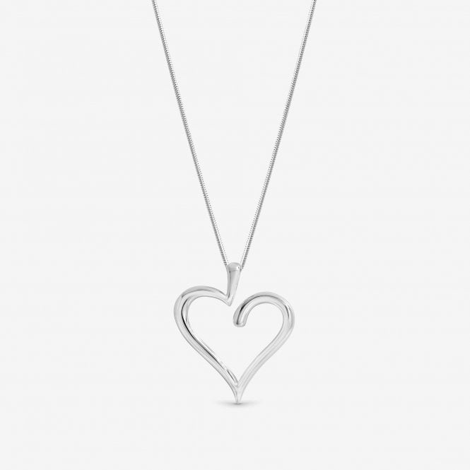 jon richard Simply Silver Sterling Silver 925 Polished Open Heart Pendant - Gift Pouch