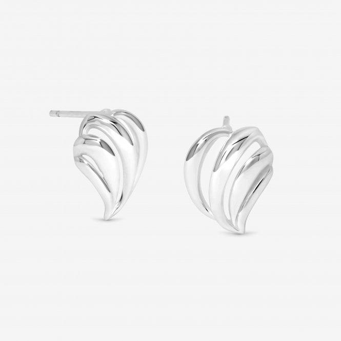 jon richard Simply Silver Sterling Silver 925 Polished Open Ridged Wave Stud Earrings