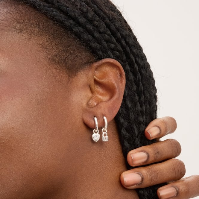 Jon Richard Simply Silver Sterling Silver 925 Polished Padlock Charm Hoop Earrings