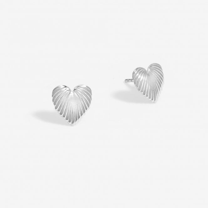 jon richard Simply Silver Sterling Silver 925 Polished Ridge Heart Stud Earrings