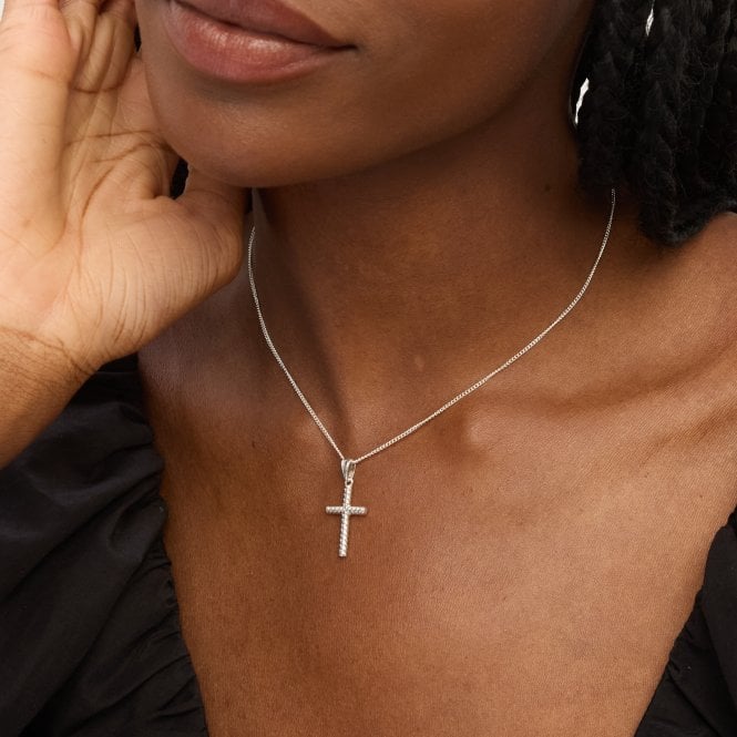 Jon Richard Simply Silver Sterling Silver 925 Polished Ridged Cross Pendant