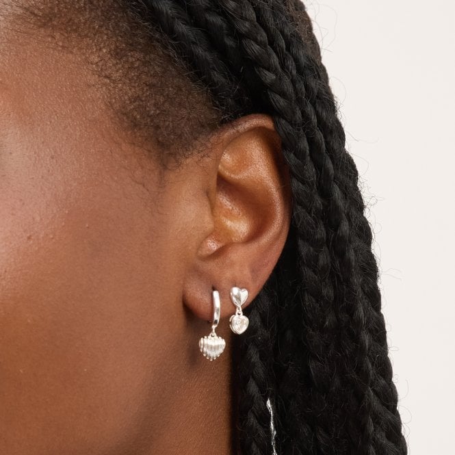 Jon Richard Simply Silver Sterling Silver 925 Polished Ridged Puff Heart Hoop Earrings