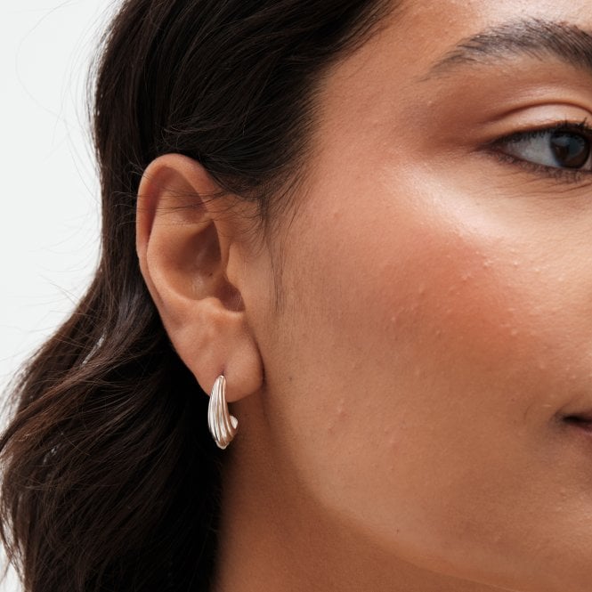 Jon Richard Simply Silver Sterling Silver 925 Polished Ridged Hoop Earrings