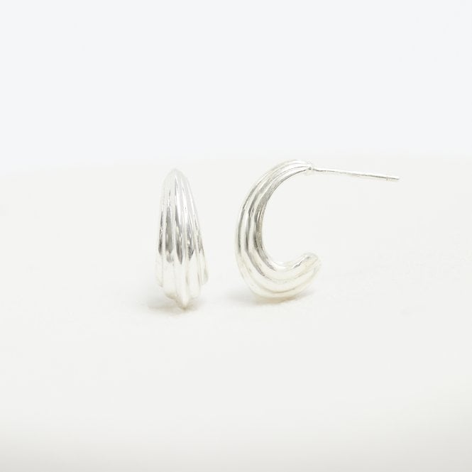 Jon Richard Simply Silver Sterling Silver 925 Polished Ridged Hoop Earrings