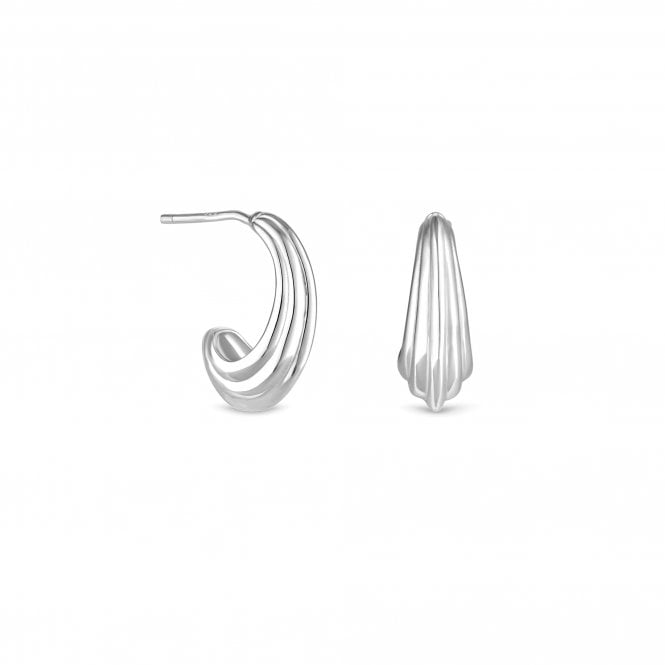 jon richard Simply Silver Sterling Silver 925 Polished Ridged Hoop Earrings
