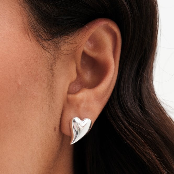 jon richard Simply Silver Sterling Silver 925 Polished Silver Tapered Heart Stud Earrings